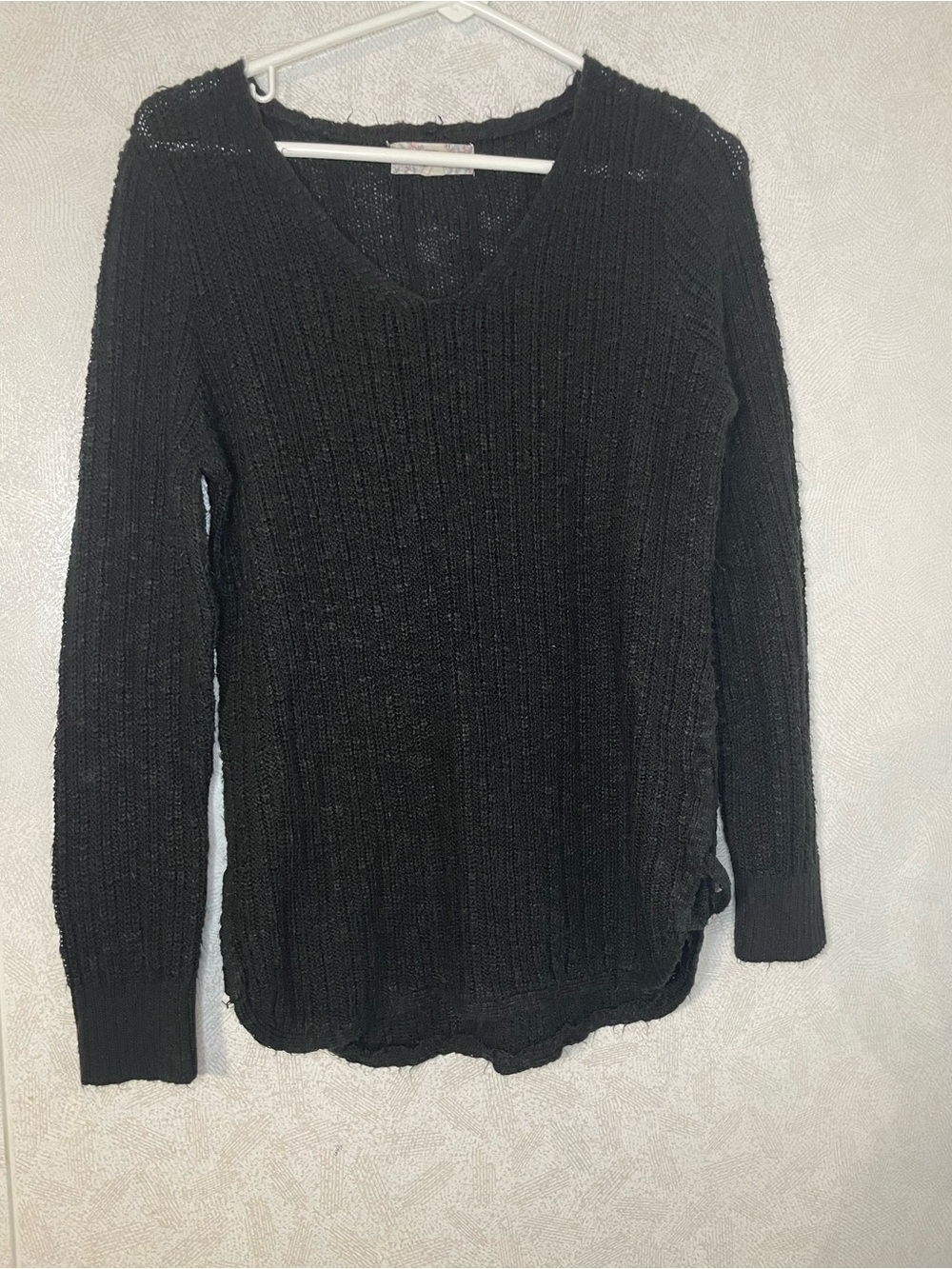 Pink Republic Black V-Neck Ribbed Sweater